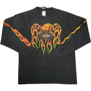 VINTAGE ヴィンテージ Harley-Davidson ハーレーダビッドソン Eagle Orange Flame LS Tee ロンT 黒 Size 【L】 【中古品-良い】 20827799