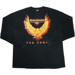 VINTAGE ヴィンテージ Harley-Davidson ハーレーダビッドソン Cafe Eagle Flame LS Tee ロンT 黒 Size 【XL相当】 【中古品-良い】 20827800
