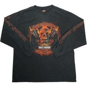 VINTAGE ヴィンテージ Harley-Davidson ハーレーダビッドソン Skull Red Flame LS Tee ロンT 黒 Size 【XL】 【中古品-良い】 20827813