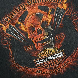 VINTAGE ヴィンテージ Harley-Davidson ハーレーダビッドソン Skull Red Flame LS Tee ロンT 黒 Size 【XL】 【中古品-良い】 20827813