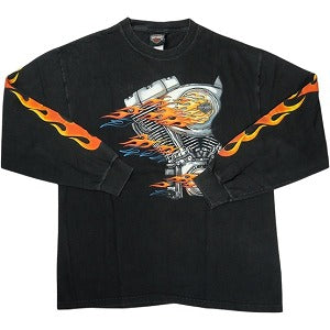 VINTAGE ヴィンテージ Harley-Davidson ハーレーダビッドソン Engine Flame LS Tee ロンT 黒 Size 【L】 【中古品-良い】 20827817