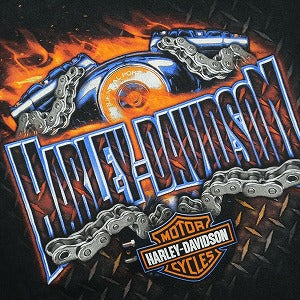 VINTAGE ヴィンテージ Harley-Davidson ハーレーダビッドソン Motorcycle Flame LS Tee ロンT 黒 Size 【XL】 【中古品-良い】 20827818