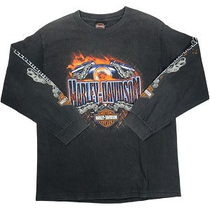VINTAGE ヴィンテージ Harley-Davidson ハーレーダビッドソン Motorcycle Flame LS Tee ロンT 黒 Size 【L】 【中古品-良い】 20827819