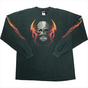 VINTAGE ヴィンテージ Harley-Davidson ハーレーダビッドソン Skull Red Flame Logo LS Tee ロンT 黒 Size 【XL】 【中古品-良い】 20827825