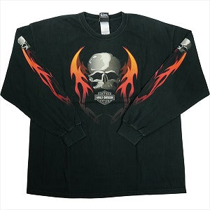 VINTAGE ヴィンテージ Harley-Davidson ハーレーダビッドソン Skull Red Flame Logo LS Tee ロンT 黒 Size 【XL】 【中古品-良い】 20827826