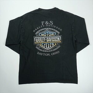 VINTAGE ヴィンテージ Harley-Davidson ハーレーダビッドソン Skull Orange Flame Logo LS Tee ロンT 黒 Size 【L】 【中古品-良い】 20827827