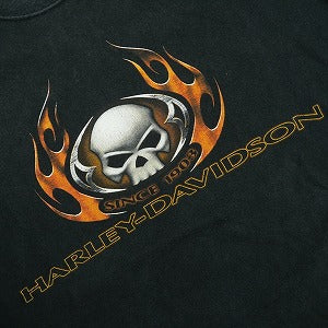 VINTAGE ヴィンテージ Harley-Davidson ハーレーダビッドソン Skull Orange Flame Logo LS Tee ロンT 黒 Size 【L】 【中古品-良い】 20827827