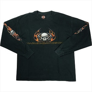VINTAGE ヴィンテージ Harley-Davidson ハーレーダビッドソン Skull Orange Flame Logo LS Tee ロンT 黒 Size 【L】 【中古品-良い】 20827828