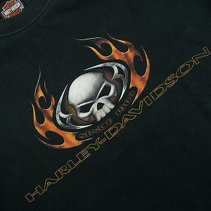 VINTAGE ヴィンテージ Harley-Davidson ハーレーダビッドソン Skull Orange Flame Logo LS Tee ロンT 黒 Size 【L】 【中古品-良い】 20827828