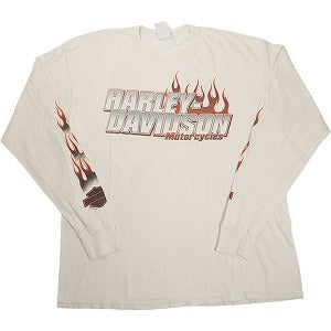VINTAGE ヴィンテージ Harley-Davidson ハーレーダビッドソン Flame Logo LS Tee ロンT 白 Size 【XL】 【中古品-良い】 20827829