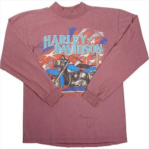 VINTAGE ヴィンテージ Harley-Davidson ハーレーダビッドソン Mock Neck Motorcycle Logo LS Tee ロンT ピンク Size 【M】 【中古品-良い】 20827834