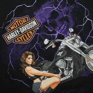 VINTAGE ヴィンテージ Harley-Davidson ハーレーダビッドソン Lady & Skull Logo Tee Tシャツ 黒 Size 【L】 【中古品-良い】 20827841