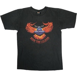 VINTAGE ヴィンテージ Harley-Davidson ハーレーダビッドソン Motorcycle Flame Wing Logo Tee Tシャツ 黒 Size 【L】 【中古品-良い】 20827844