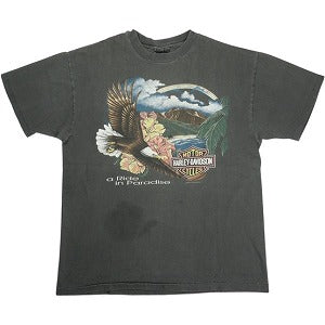 VINTAGE ヴィンテージ Harley-Davidson ハーレーダビッドソン Eagle Logo Hibiscus Tee Tシャツ 黒 Size 【L】 【中古品-良い】 20827849