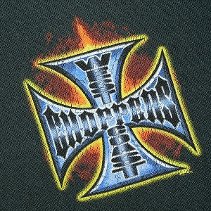 VINTAGE ヴィンテージ West Coast Choppers ウェストコーストチョッパーズ Flame Iron Cross Hoodie パーカー 黒 Size 【M】 【中古品-良い】 20828404