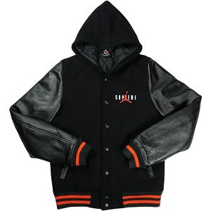 SUPREME シュプリーム ×NIKE Jordan 15AW Hooded Varsity Jacket スタジャン 黒 Size 【S】 【中古品-良い】 20829669