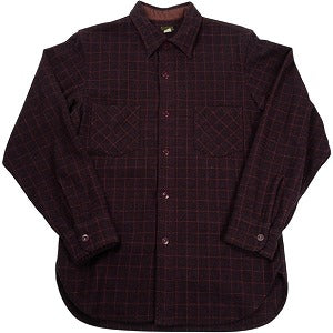 At Last ＆ Co アットラスト/BUTCHER PRODUCTS ブッチャープロダクツ WOOL FLANNEL SH CHECK MAROON 長袖シャツ バーガンディー Size 【14】 【中古品-非常に良い】 20830034