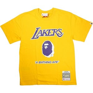 A BATHING APE ア ベイシング エイプ ×MITCHELL & NESS NBA 25AW LOS ANGELES LAKERS TEE YELLOW Tシャツ 黄 Size 【XL】 【新古品・未使用品】 20830212
