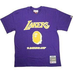 A BATHING APE ア ベイシング エイプ ×MITCHELL & NESS NBA 25AW LOS ANGELES LAKERS TEE PURPLE Tシャツ 紫 Size 【XL】 【新古品・未使用品】 20830213