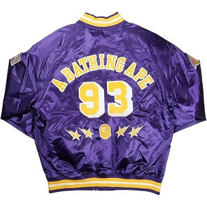 A BATHING APE ア ベイシング エイプ ×MITCHELL & NESS NBA 25AW LOS ANGELES LAKERS SATIN JACKET PURPLE ジャケット 紫 Size 【L】 【新古品・未使用品】 20830214