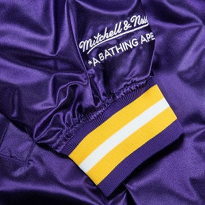 A BATHING APE ア ベイシング エイプ ×MITCHELL & NESS NBA 25AW LOS ANGELES LAKERS SATIN JACKET PURPLE ジャケット 紫 Size 【L】 【新古品・未使用品】 20830214