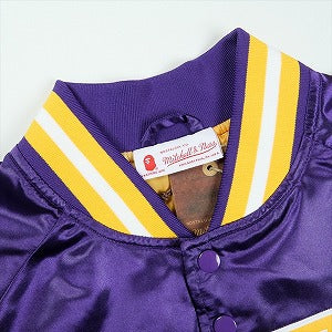 A BATHING APE ア ベイシング エイプ ×MITCHELL & NESS NBA 25AW LOS ANGELES LAKERS SATIN JACKET PURPLE ジャケット 紫 Size 【L】 【新古品・未使用品】 20830214