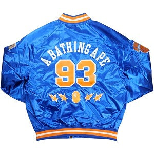 A BATHING APE ア ベイシング エイプ ×MITCHELL & NESS NBA 25AW NEW YORK KNICKS SATIN JACKET BLUE ジャケット 青 Size 【L】 【新古品・未使用品】 20830215