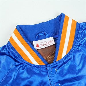 A BATHING APE ア ベイシング エイプ ×MITCHELL & NESS NBA 25AW NEW YORK KNICKS SATIN JACKET BLUE ジャケット 青 Size 【L】 【新古品・未使用品】 20830215