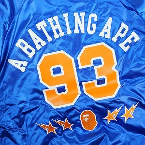 A BATHING APE ア ベイシング エイプ ×MITCHELL & NESS NBA 25AW NEW YORK KNICKS SATIN JACKET BLUE ジャケット 青 Size 【L】 【新古品・未使用品】 20830215