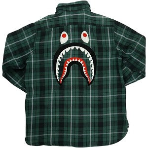 A BATHING APE ア ベイシング エイプ SHARK FLANNEL CHECK SHIRT フランネル長袖シャツ 緑 Size 【L】 【中古品-非常に良い】 20831342