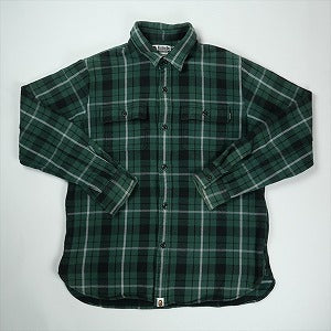 A BATHING APE ア ベイシング エイプ SHARK FLANNEL CHECK SHIRT フランネル長袖シャツ 緑 Size 【L】 【中古品-非常に良い】 20831342