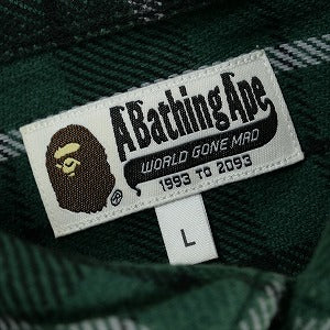A BATHING APE ア ベイシング エイプ SHARK FLANNEL CHECK SHIRT フランネル長袖シャツ 緑 Size 【L】 【中古品-非常に良い】 20831342