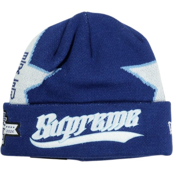 新品未使用お得品Supreme 26SS クラシックロゴ ネイビー Mサイズ SUPREME シュプリーム 26SS New Era Stars Beanie Navy ビーニー 紺