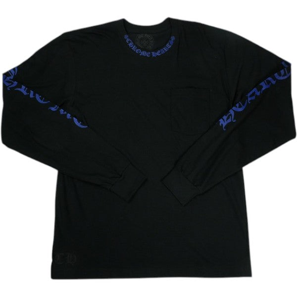 CHROME HEARTS クロム・ハーツ NECK LOGO LS T-SHIRT BLACK/BLUE ロンT