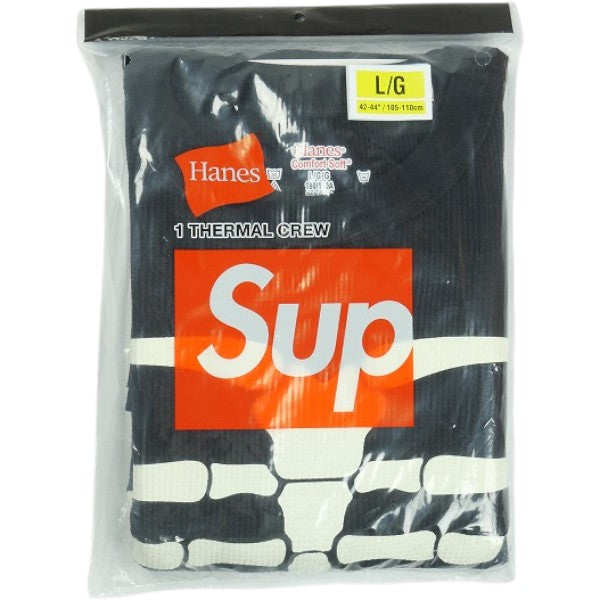 24aw Supreme Hanes Bones Thermal サーマル SUPREME シュプリーム ×Hanes 24AW Bones Thermal Crew Black サーマル