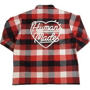 肩幅49新品　HUMAN MADE CHECK SHIRT 24ss 赤　チェックシャツ