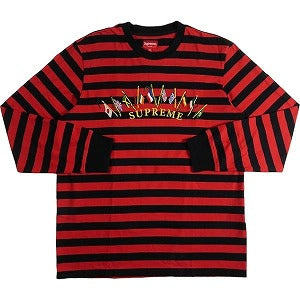 SUPREME シュプリーム 19AW Flags L/S Top Red Stripe ロンT 黒赤 Size 【M】 【中古品-良い】 20789522